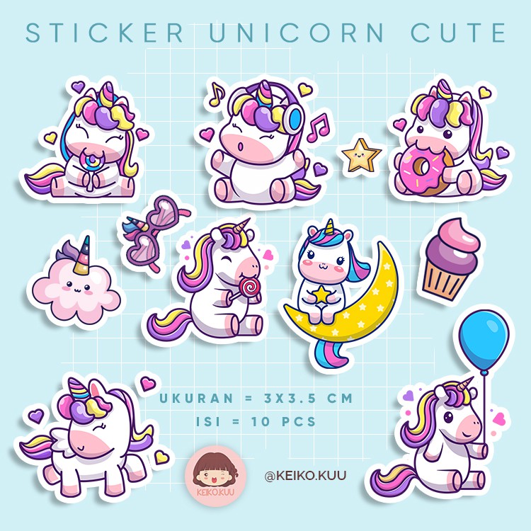 

STICKER SET UNICORN CUTE WATERPROOF MURAH | BISA DITEMPEL PADA LAPTOP, HP, MOTOR, DLL
