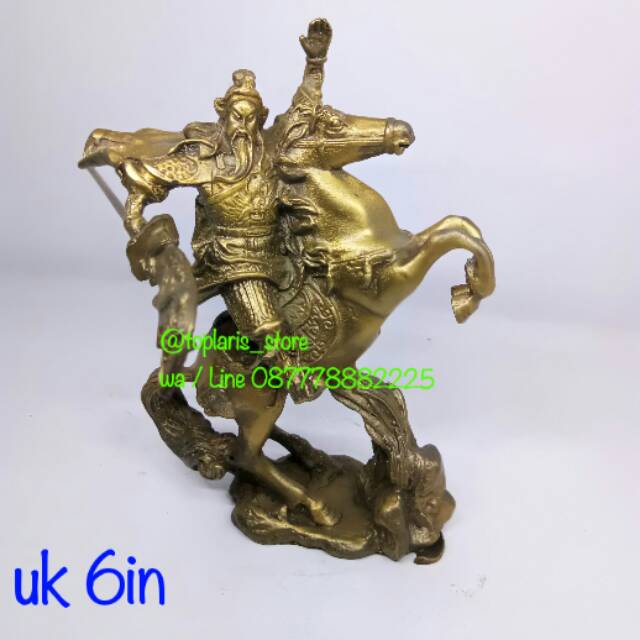 Patung Kwan Kong Duduk Kuda Kuningan 06