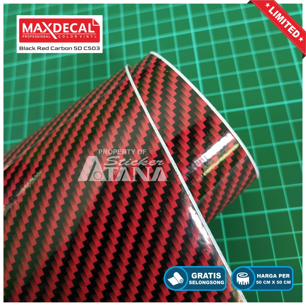 Skotlet Carbon Merah 5D Maxdecal Scotlet Karbon Fiber Stiker Kevlar Sticker Decal Sepeda Motor Mobil