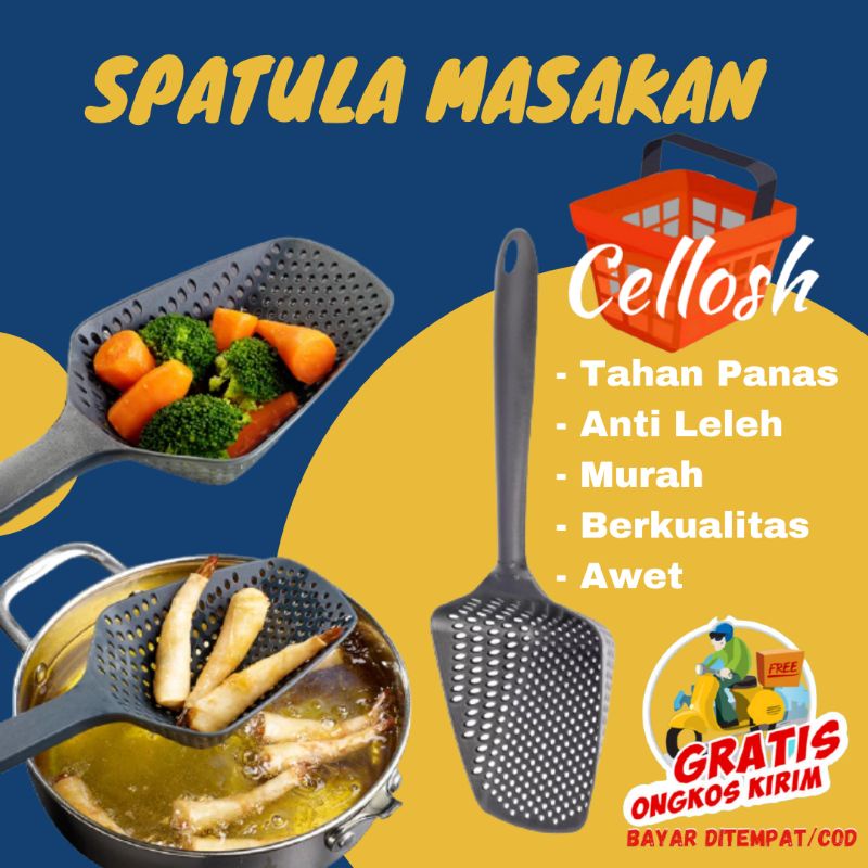 Spatula Saringan Tirisan Sutil Sodet Masakan Silikon Tahan Panas Alat Masak Goreng Fry Food Mesh Strainer