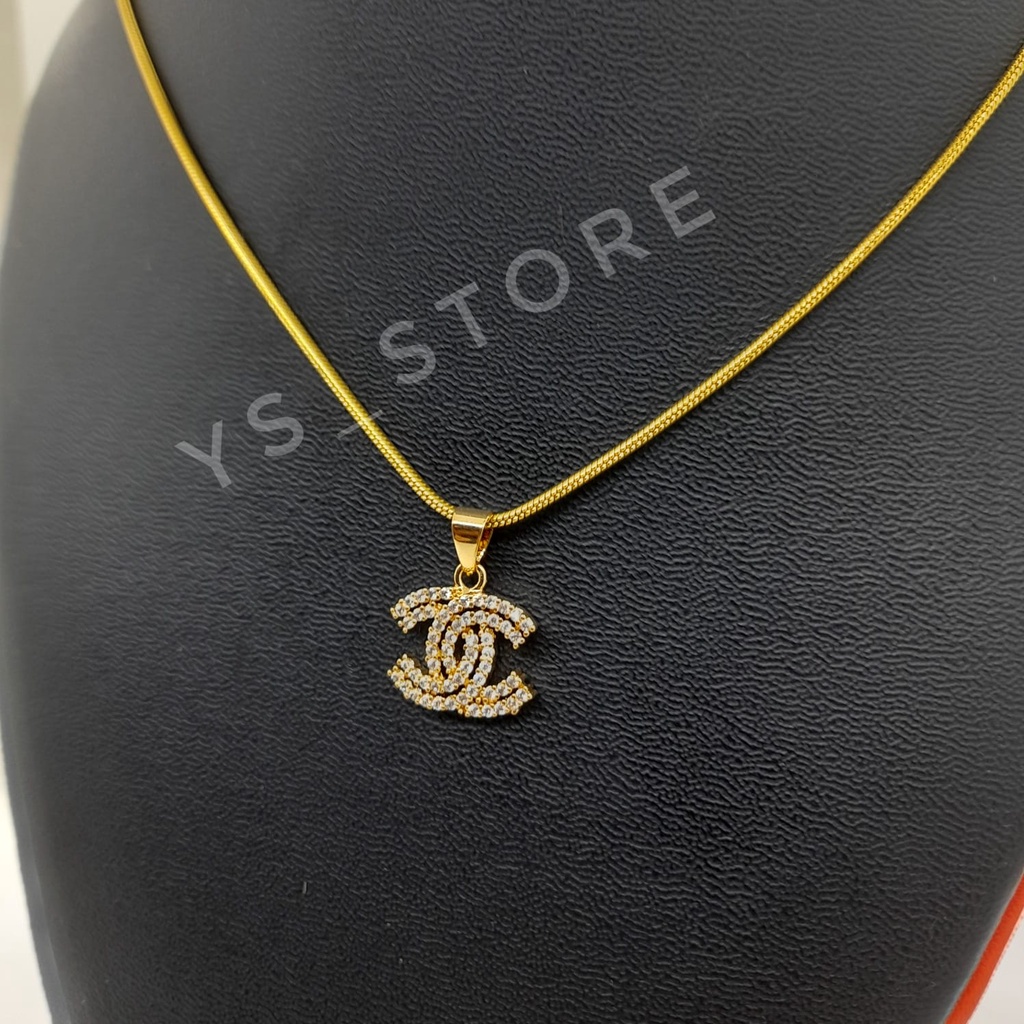 Kalung Titanium Plus Liontin Anti Karat Selamanya/Perhiasan Fashion/Titanium Asli