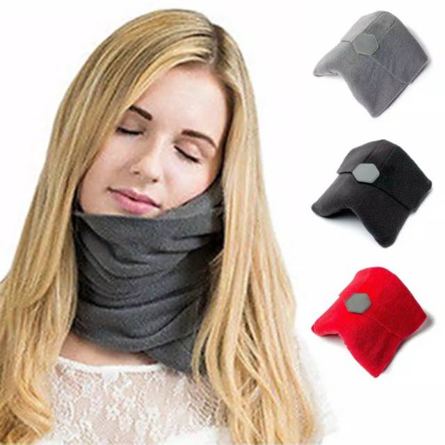 Smart Travel Pillow Neck Scarf Bantal Leher Selimut Travelling Nyaman Dan Hangat