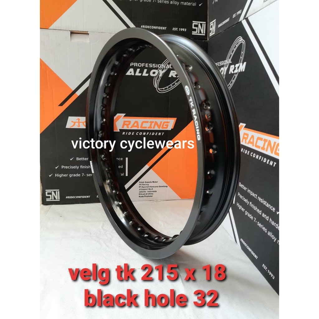 VELG TK RACING 215X18 KILAT BLACK HOLE 28 DAN HOLE 32 HARGA PER 1 PCS ( SATUAN )