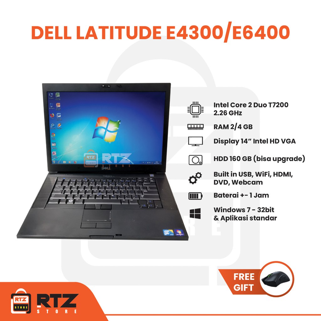 Laptop Bandel Dell latitude E4300/E6400 Core2Duo Ram 4GB HDD 160GB Kamera