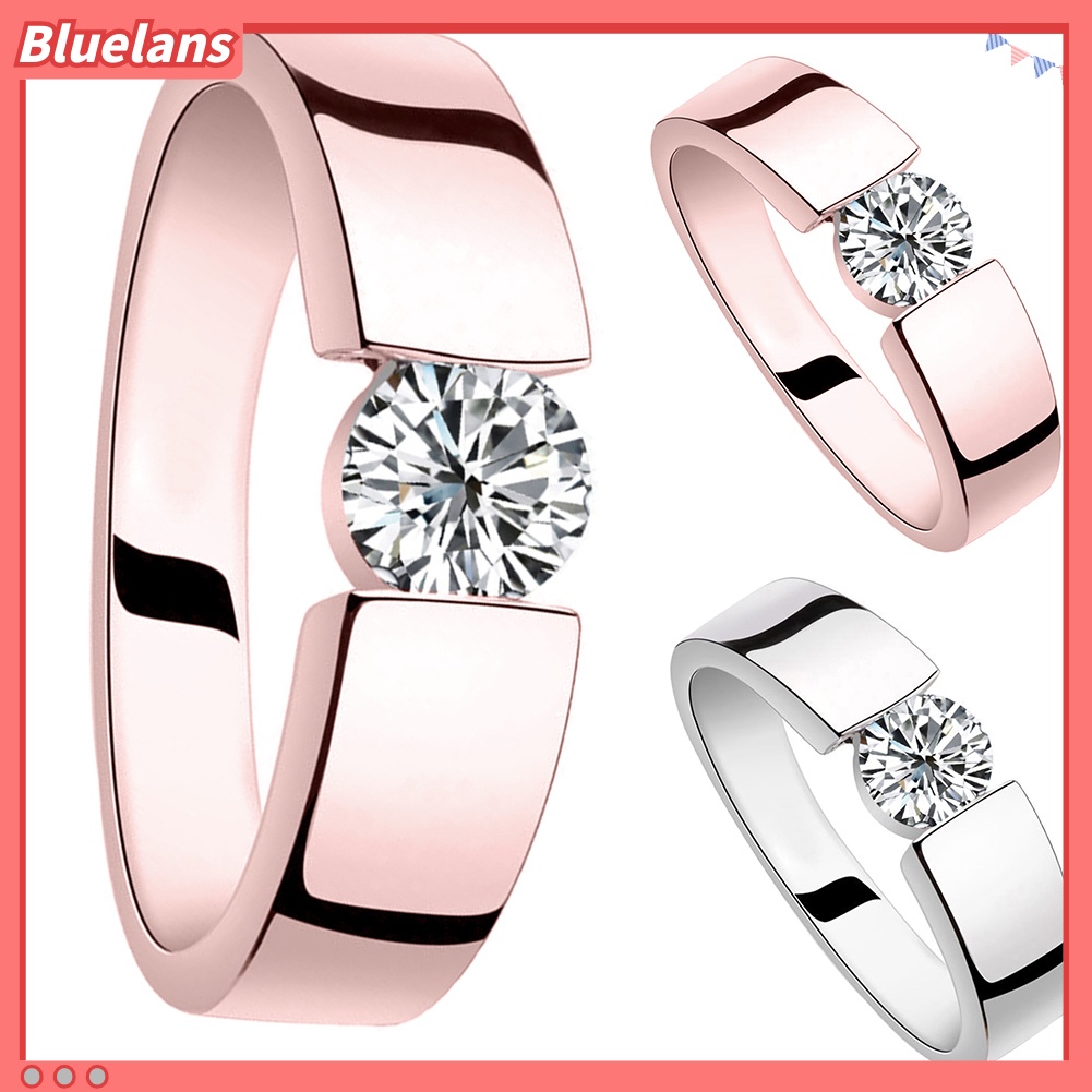 Bluelans Cincin Cubic Zirconia Bentuk Bulat Untuk Unisex