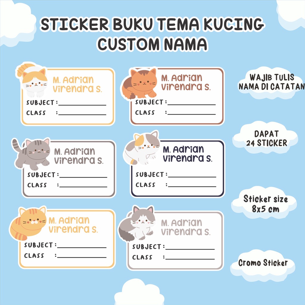 

STICKER BUKU SERI KUCING CUSTOM NAMA KAMU