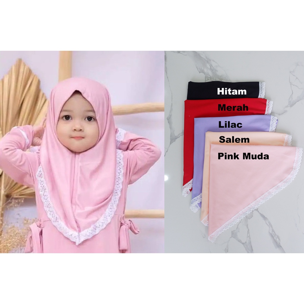 Jilbab Anak Renda 0-3th Bahan Spandek Zoya super lembut / Hijab anak