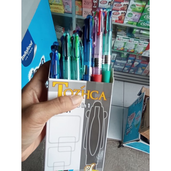 Pulpen 4 warna Tozhca (12pcs) / pen warna / bolpoint warna warni / pulpen warna