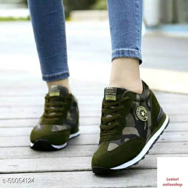 SEPATU WANITA SNEAKER ARMY HIJAU-Green