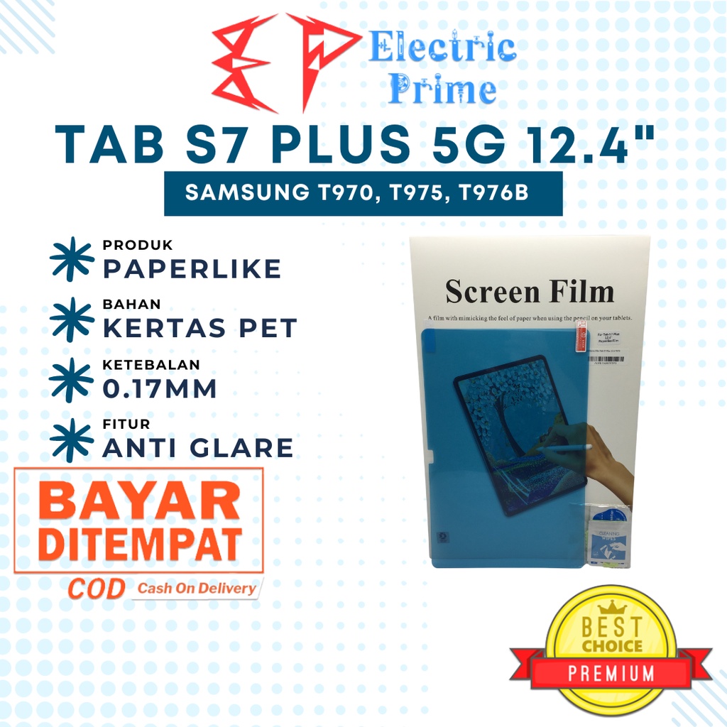 Anti Gores Film Samsung Galaxy Tab S7 Plus 5G T970 T975 T976B 12.4 inch 2020 TRIPLEDI Screen Protector Matte PET Paper Like