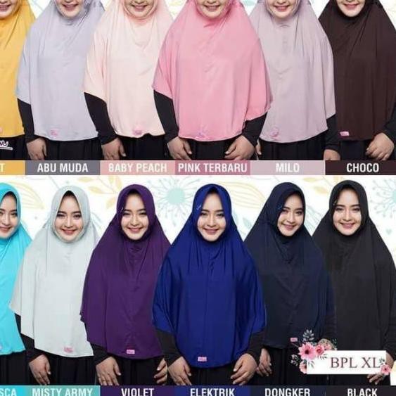 LE9 Jilbab Instan Bergo Miulan Plain Laura XL Jumbo Dewasa | Jilbab Serut | Hijab Miulan 