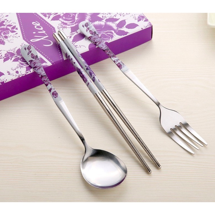 Sendok Set Souvenir Set Sendok Garpu Sumpit Set 3 in 1 Stainless Steel Sendok Travel Set