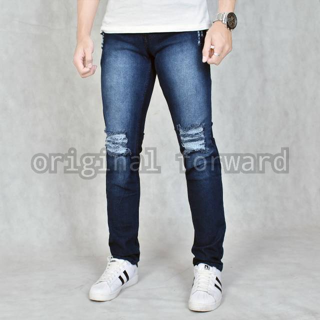 Celana Jeans Pria Sobek Ripped Destroy Forward