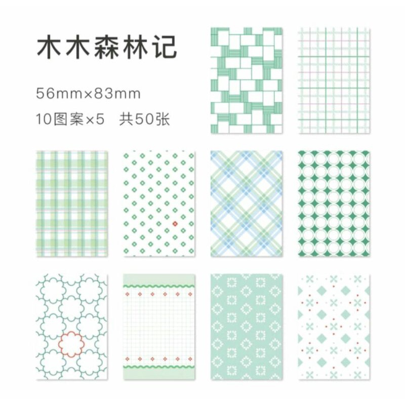 

10 lembar Kertas DIY Grid Vintage Retro Scrapbook Cantik Gaya Korea Hijau Pastel