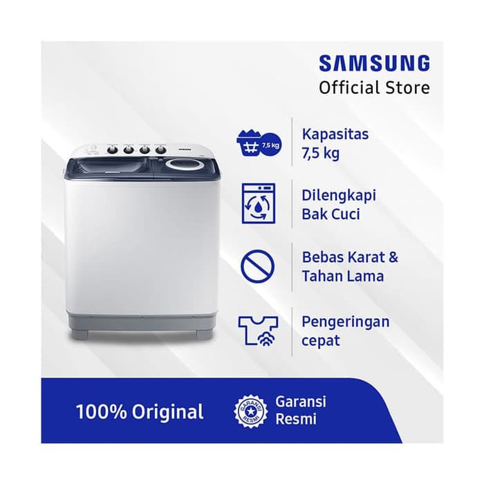 Mesin Cuci Samsung WT75H3210MB 2Tabung 7,5KG