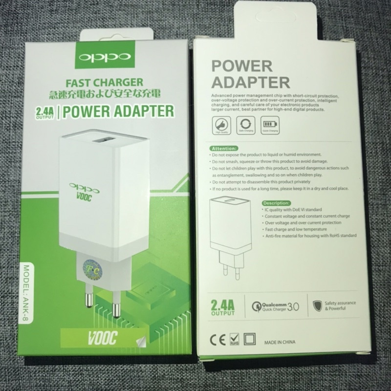 CHARGER ORIGINAL OPPO Kabel Cas Micro USB/Type C VOOC Travel Charger