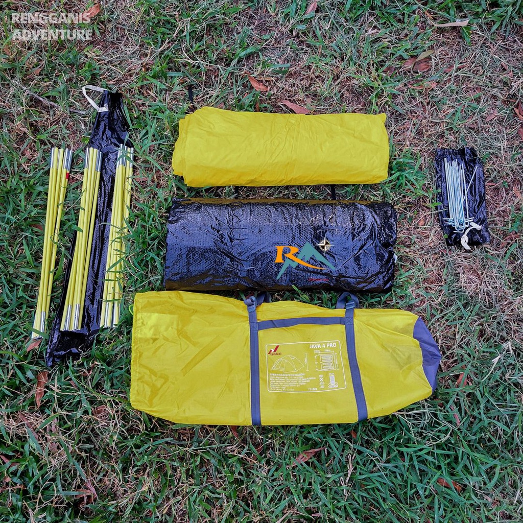 Tenda Camping Java 4 Pro Borneo 4 Orang Frame Fiber Tendaki NSM 4 Orang Kapasitas 4 - 5 Orang