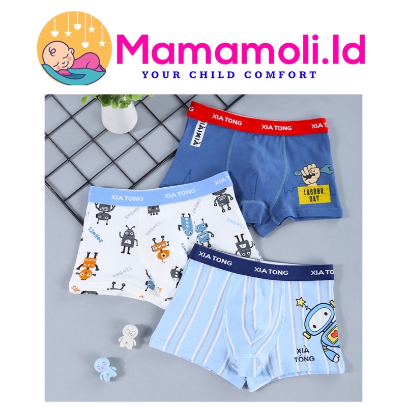 SET CELANA DALAM / UNDERWEAR BOXER / SEGI EMPAT ANAK LAKI LAKI PER BOX ISI 3 PCS