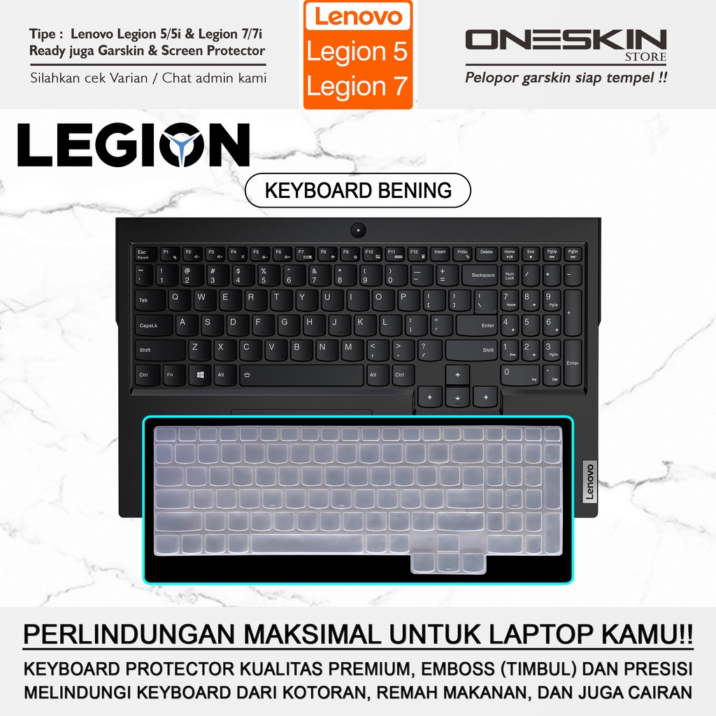 Garskin Laptop Pelindung Keyboard Screen Protector Lenovo Legion 5 5i 5P 5Pi-15 15IMH05 15IMH05H Tpu