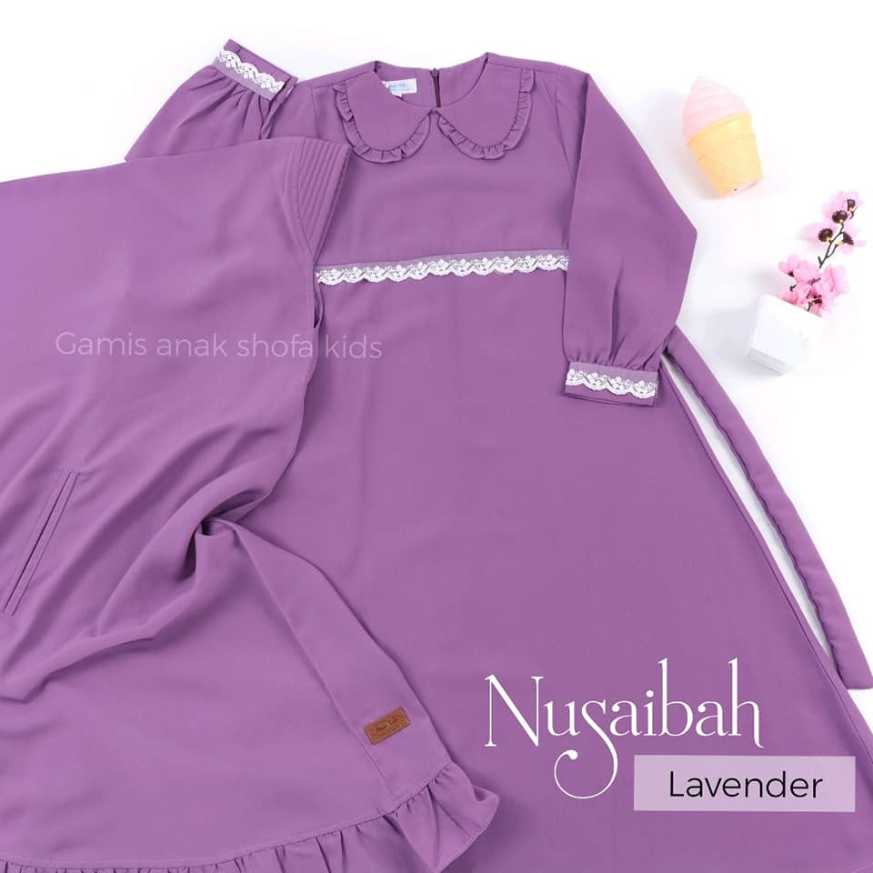 Set Gamis Jilbab Syari Anak Lavender Nusaibah Shofa Kids