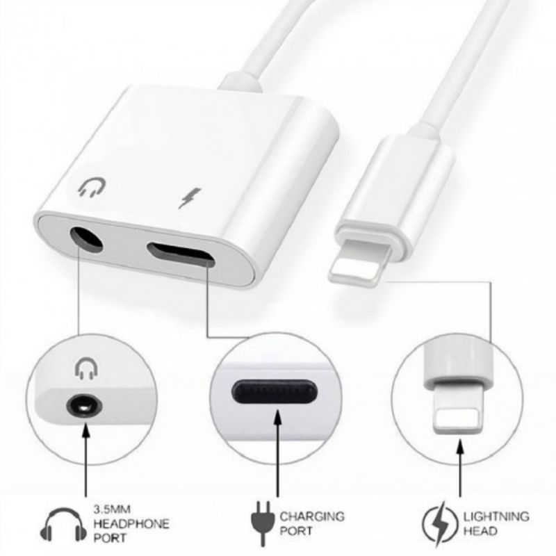 CONVERTER / SAMBUNGAN Headset LIGHTNING 2 in 1 TO 3.5mm JACK EARPHONE AND