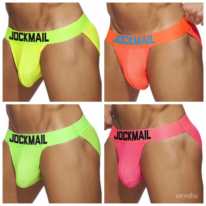 【Spot goods】JOCKMAIL fashion solid color men underwear polyester fiber mesh boxer briefs sports brea