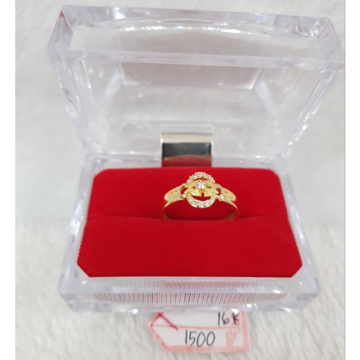CP2219F297F cincin emas gold permata putih mewah elegan emas kuning asli berat 1.500 kadar 70% 16k n