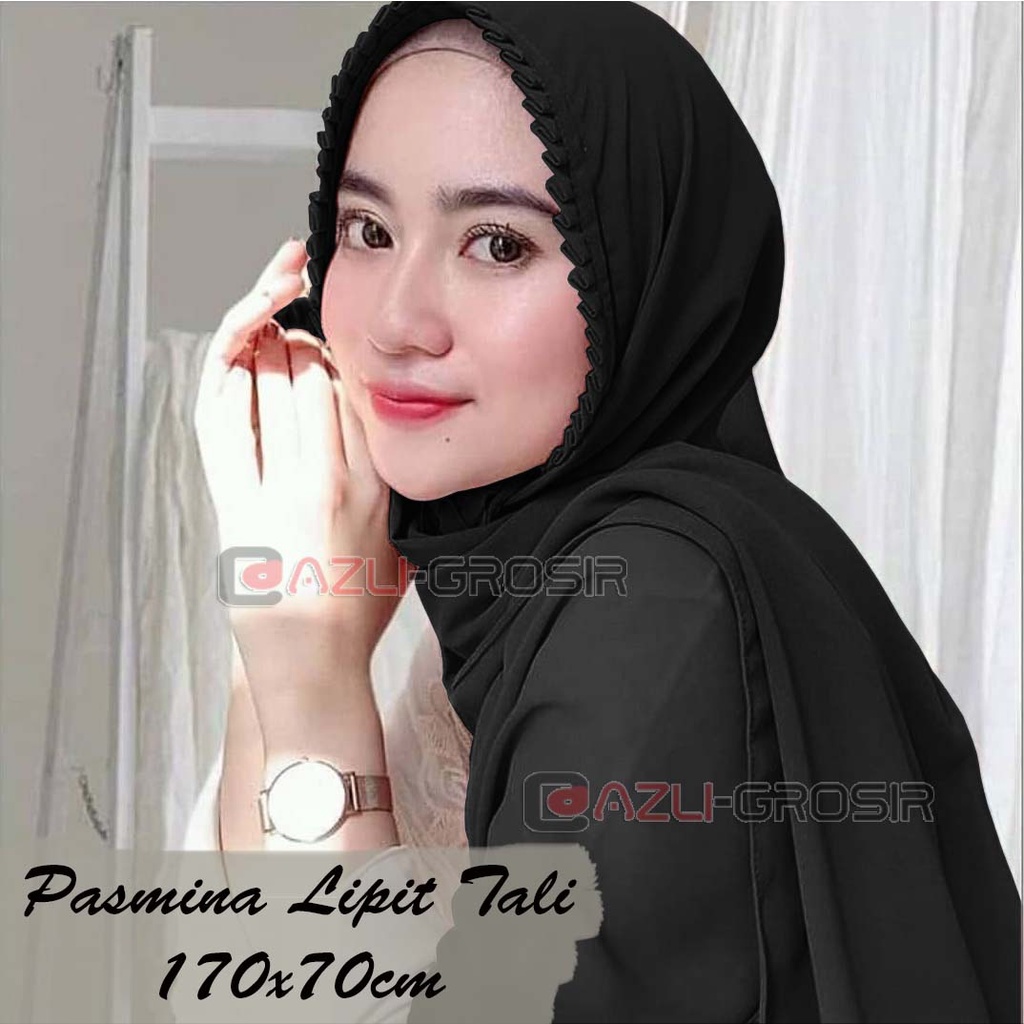 Kerudung Pastan ( Pashmina Instan ) Lipit Tali Gerigi 170x70 Anti Peniti | Hijab / Jilbab Pasmina In
