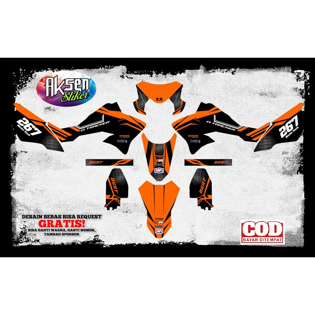 DECAL DTRACKER DECAL CUSTOME DECAL MURAH KLX STIKER MOTOR DESAIN SIMPLE KEKINIAN DEKAL KLX TERBARU