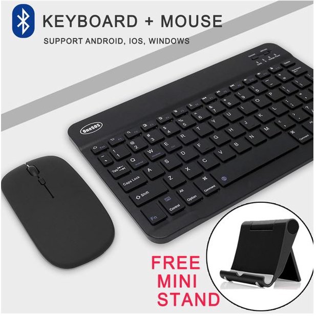 Mini Wireless Bluetooth Keyboard Universal 10 Inch (BONUS MINI STAND) Untuk Android / iOS / Windows