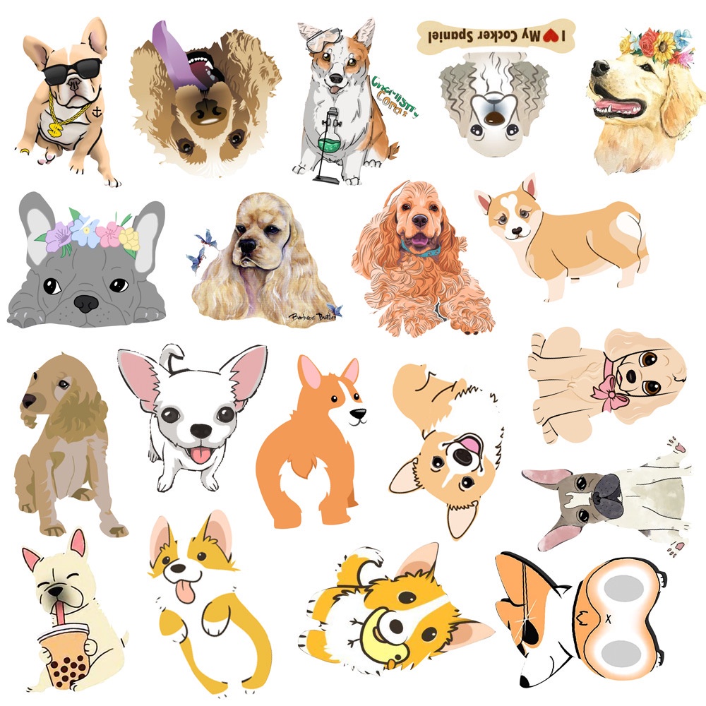 50 Pcs/set Cartoon Cut Dog Pattern Sunscreen Reusable Stickers for Motorcycle Cup Decoration