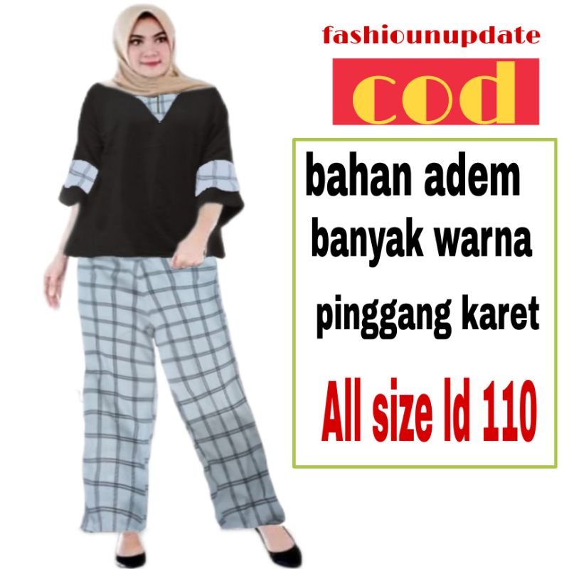 BAJU WANITA TUNIK WANITA ONE SET RAYON SETELAN BAJU KULOT WANITA MUSLIM SETELAN BAJU  CELANA KULOT
