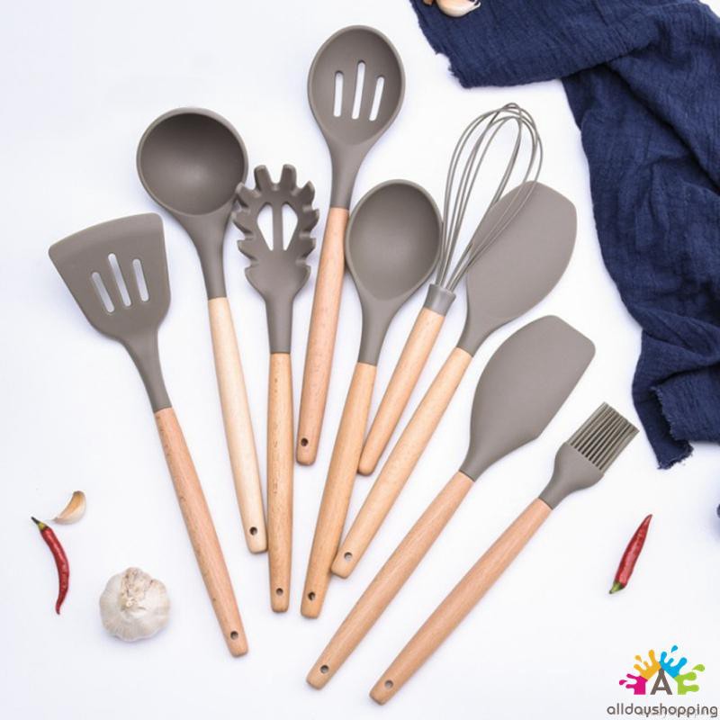 Alat Dapur Bahan Silikon Gagang Kayu Tidak Lengket Alat Dapur Bahan Silikon Gagang Kayu Tidak Lengket