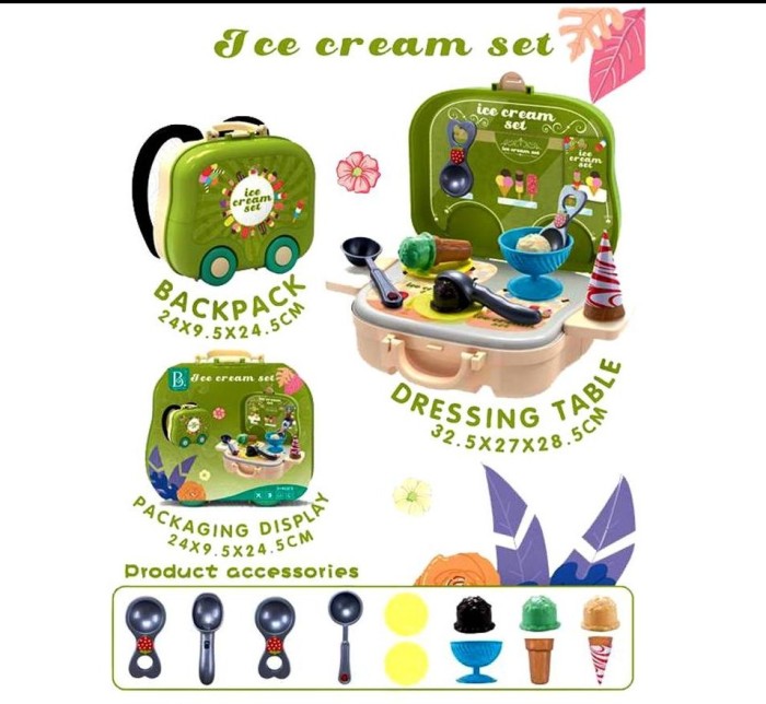 Mainan Anak Kecil Ice Cream Set Tas Koper