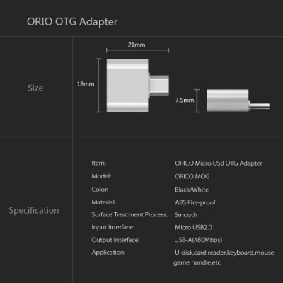 OTG Micro USB To USB female adapter For Android ORICO MOG02