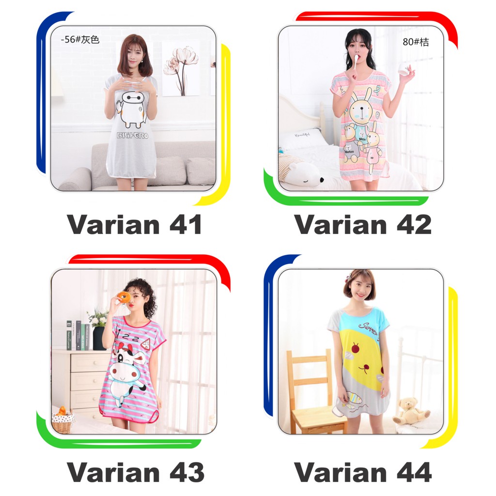 Gobra ♕ PW061 Part 3 Baju Tidur Wanita Piyama Motif Kartun Lucu Pakaian Wanita Daster Variasi Import