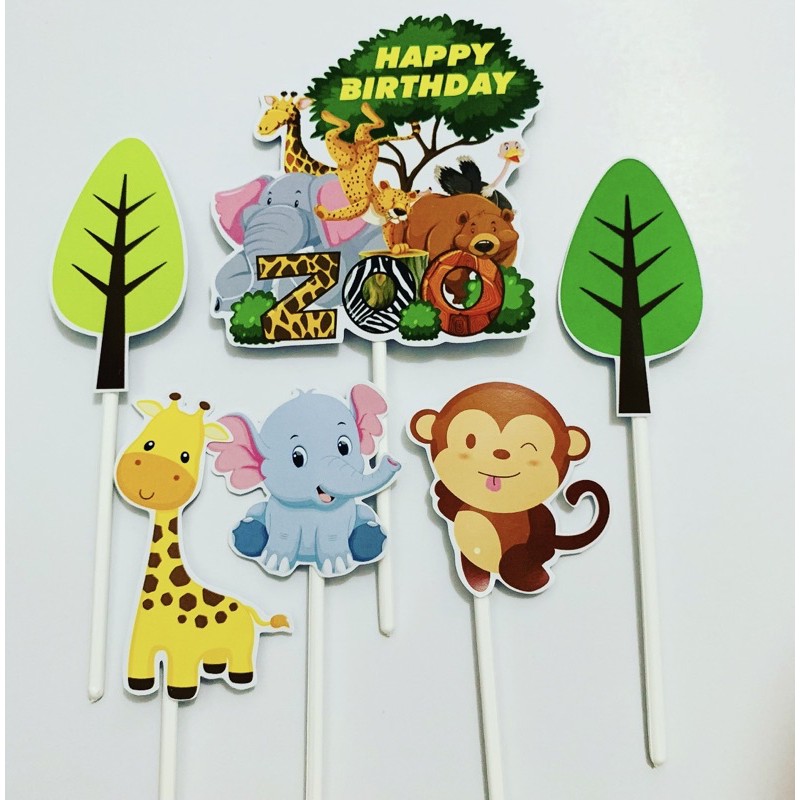 Animal Zoo Jungle Minitop Topper Cake  Birthday / Hiasan Kue Ulang Tahun