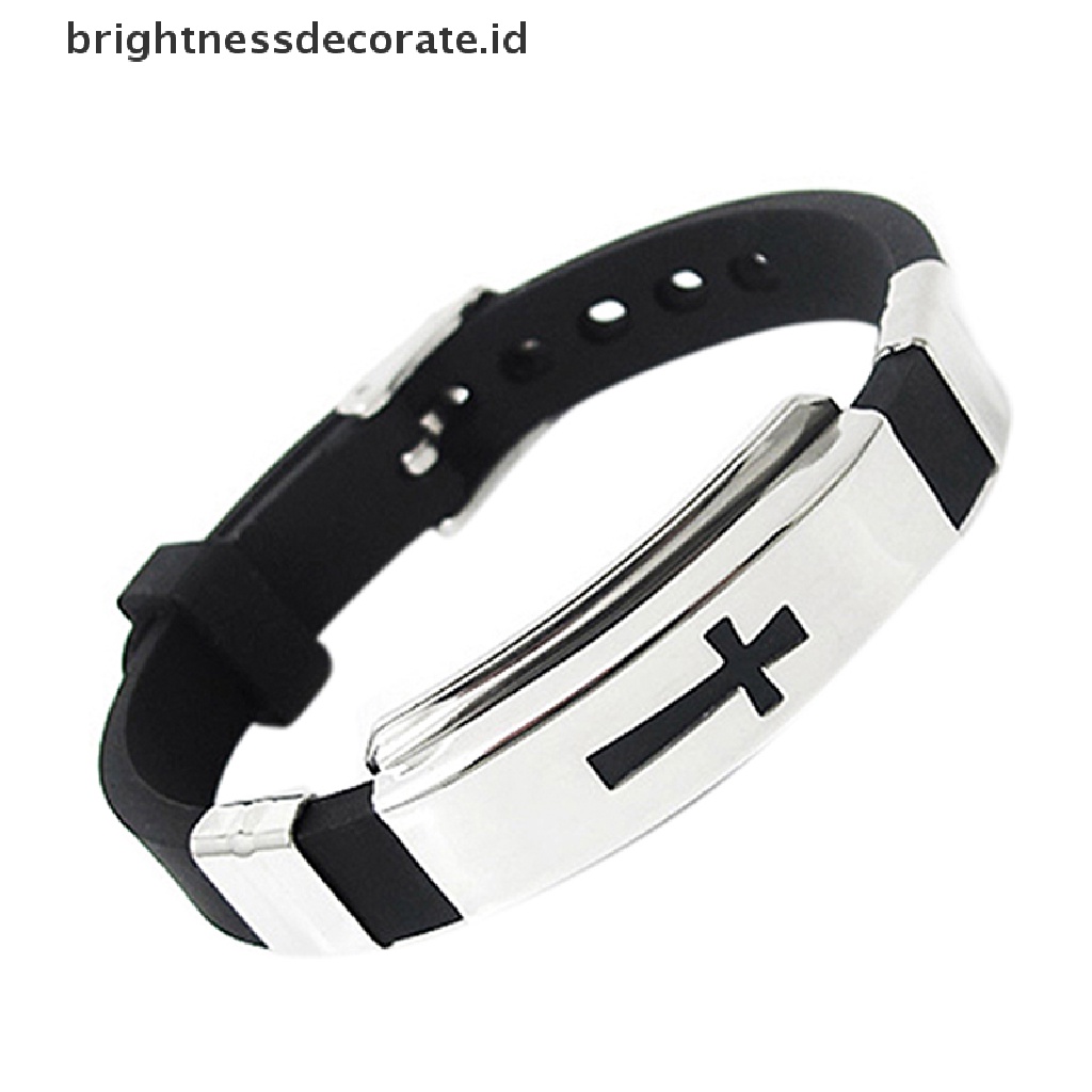 Gelang Karet Bahan Stainless Steel Warna Hitam Untuk Pria