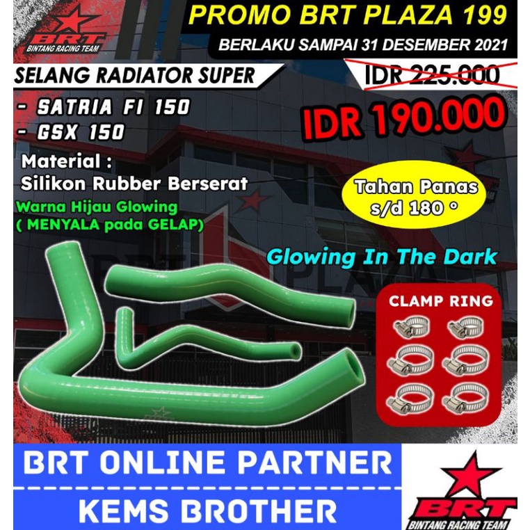 SELANG RADIATOR BRT HIJAU MENYALA NMAX AEROX VARIO 150 PCX 150 SONIC RAIDER MX VIXION R15 GLOW IN THE DARK