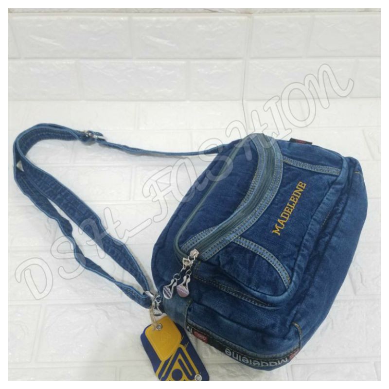 TAS JEANS MADELEINE SELENDANG ORIGINAL TERBARU WARNA BLUE tasselempangtasjeanstaswanitattasterbaru
