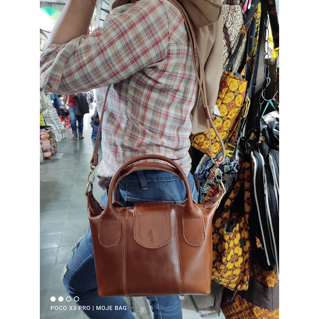 tas slempang bisa handbag model Lina glossy mini kulit sapi asli  termurah by moje jogja