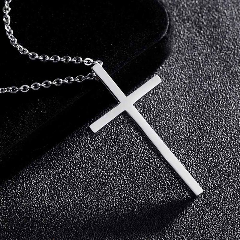 Titanium Steel Cross Pendant Necklace for Men Women Minimalist Jewelry Male Female Prayer Necklaces