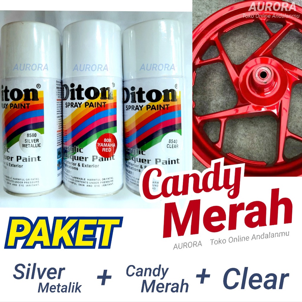 PAKET MURAH Diton Silver Metalik + Candy Tone Red Merah + Clear Anti Gores Mengkilap Termurah Ya Gan
