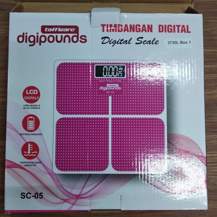 Timbangan Badan Kaca Digital Elektronik 180KG max - Merah Muda