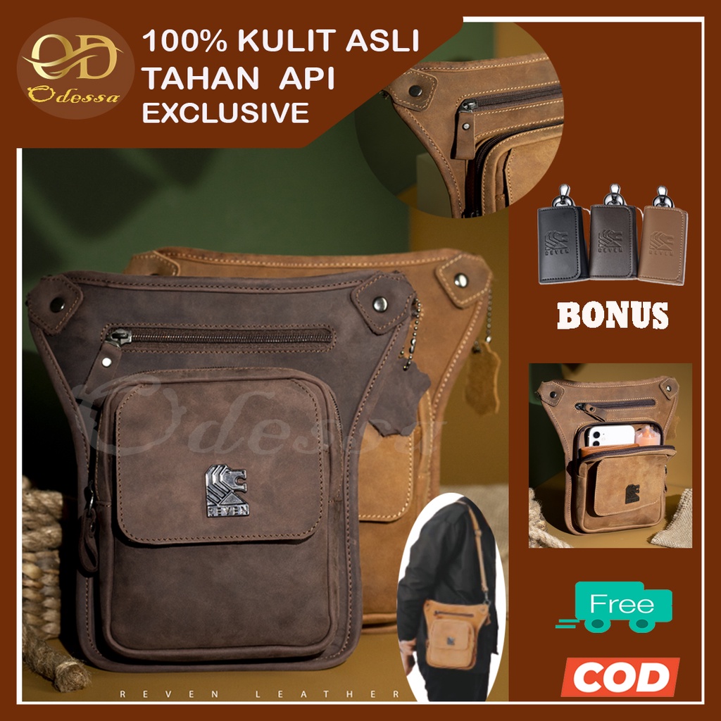 Tas selempang pria kulit anti air Reven Rodeo by Odessa Leather sling bag pria tas cowok  tas kulit 