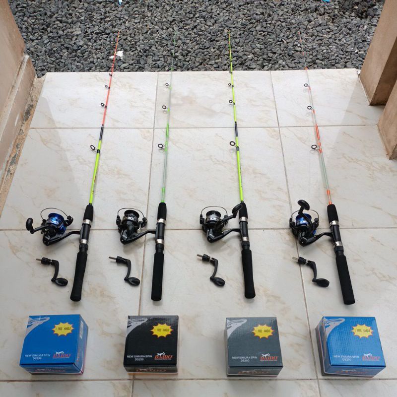 Joran pancing nila udang galah satu set super lentur sensitif fiber solid spinning