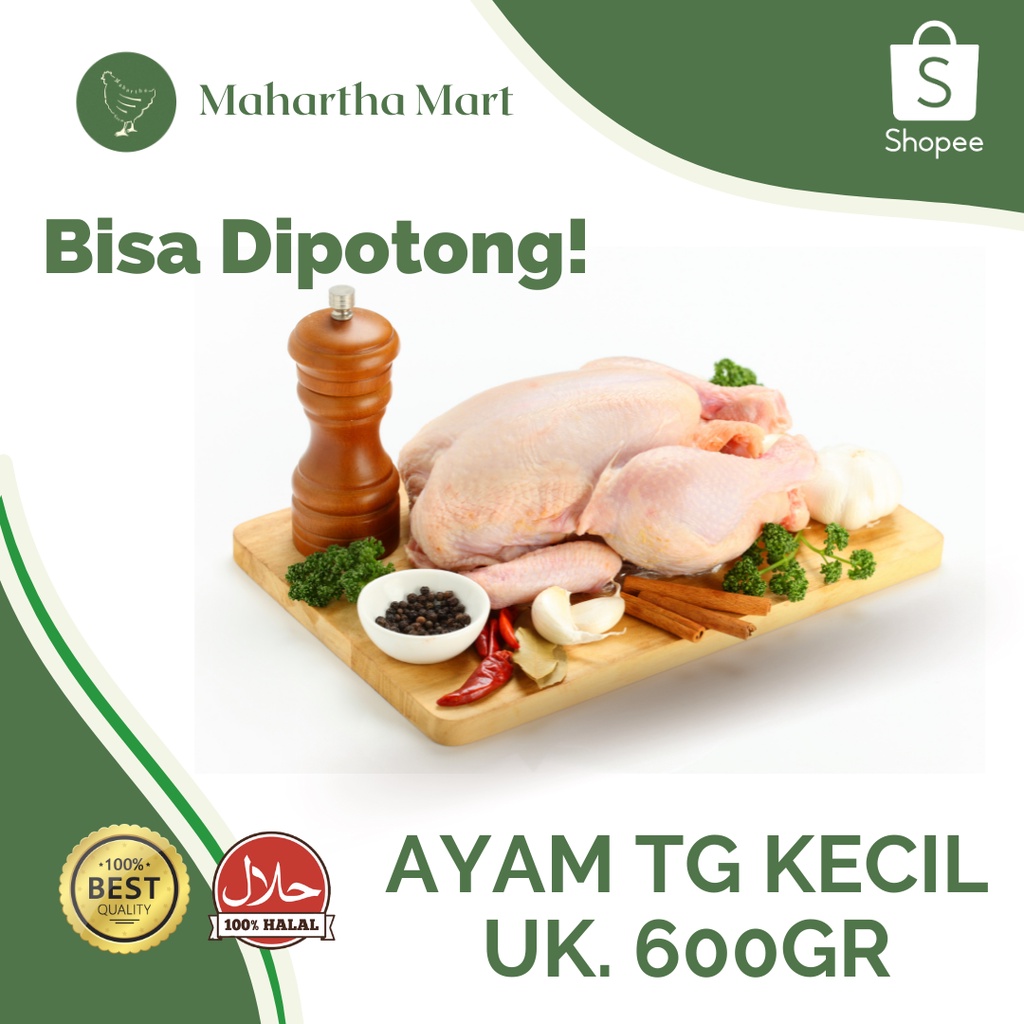 Ayam Broiler Utuh Kecil Ukuran 600 Gr Bandung / Daging Ayam Tege / Ayam Utuh Segar / Ayam Karkas 600