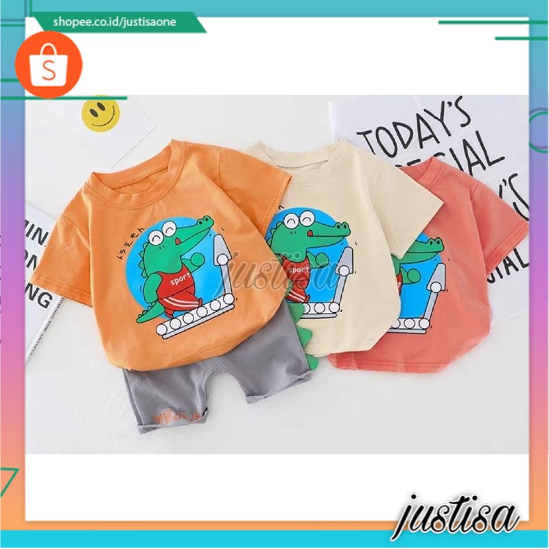 Promo !! Setelan anak laki-laki animasi Setelan crocodille sport usia 1-3th