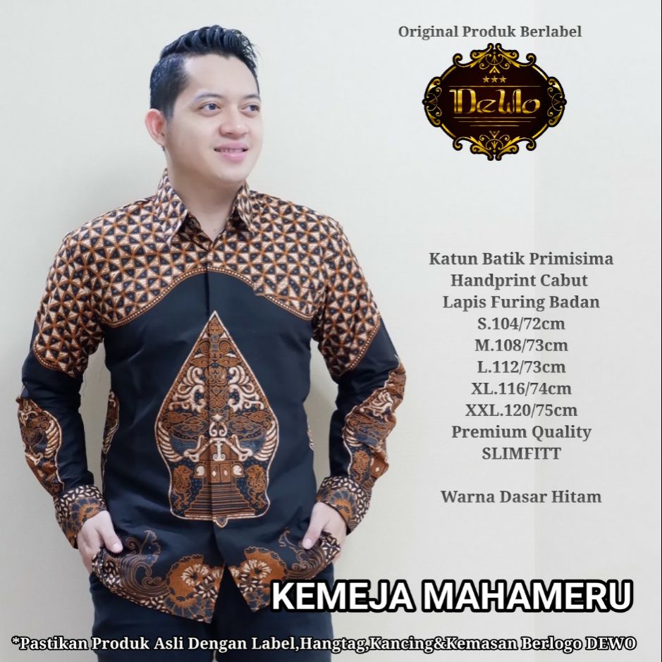 Kemeja Batik Slimfit Lengan Panjang Terbaru Batik Slimfit Lapis Furing MAHAMERU PANJANG