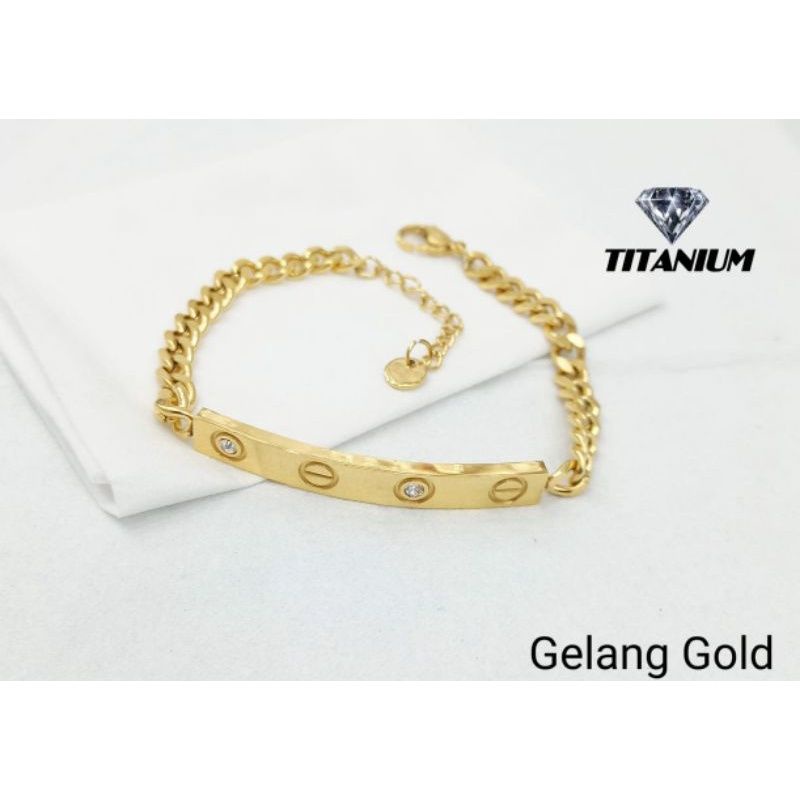 TRENDING GELANG WANITA RANTAI PLAT TITANIUM WANITA KUALITAS IMPOR
